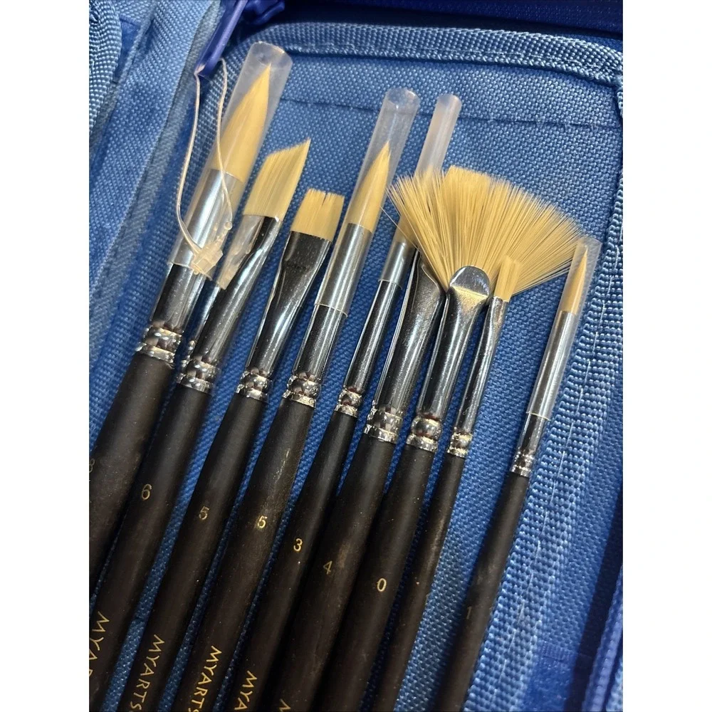 MYARTSCAPE Paint Brushes - 15 Pc Art Brush Set for Watercolor, Acrylic, Oil